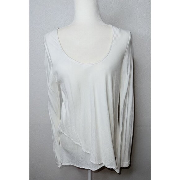 Sundance Long Sleeve 100% Modal Top Blouse White Womens Size Medium Scoop Neck E - Picture 1 of 9